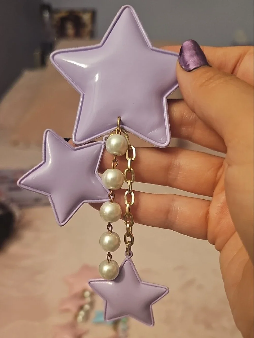 Pastel Star Dangle Hair Clips - Lavender, Pink, Blue